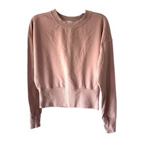 NWOT Athleta Dusty Pink Sea Soft Ribbed Crew Neck Sweatshirt SZ S